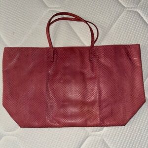 Fendi Snake Skin Leather Tote Pink